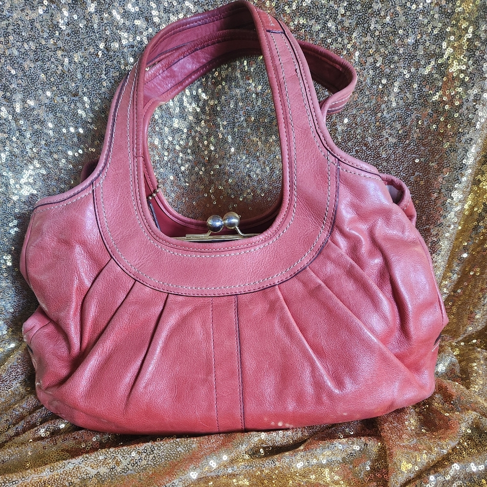 Vintage burnt orange vachetta leather coach bag